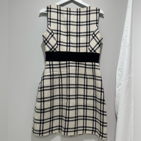 Nine West Plaid Tweed Sleeveless Sheath Dress Size 10 Black and White - Picture 2 of 6